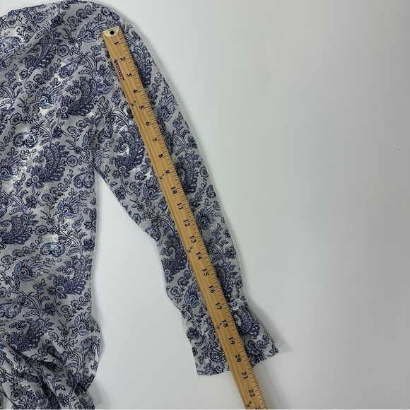 Theory Blouse Sz S  Alrik Avery Silk Peasant Blouse Chiffon Long Sleeve - Picture 9 of 12